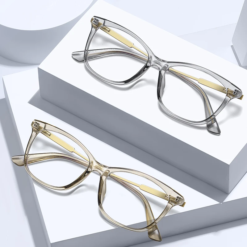 BEMORE Square Acetate Prescription Glasses Women Photochromic Anti Blue Light Optical Multifocal Eyeglasses