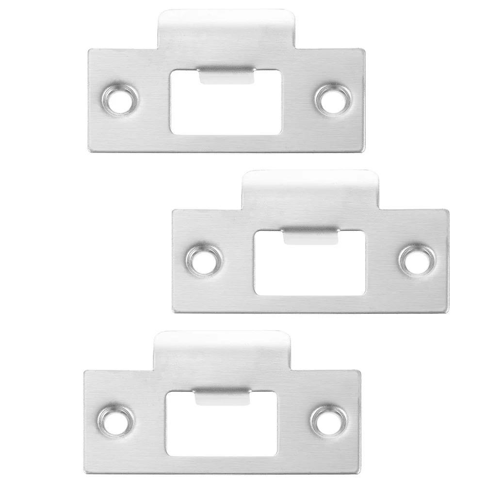 

3Pcs Stainless Steel Door Reinforcement Plates Lock Latch Guard Heavy Duty Front Door Safety Strike Plate Cover for Residential