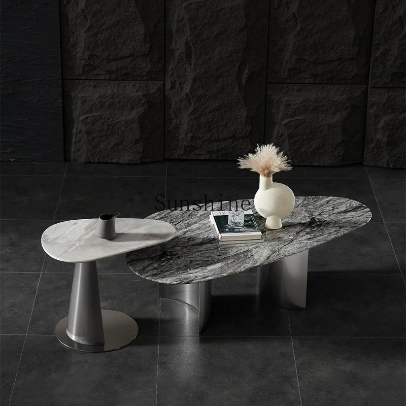 

Light luxury Italian minimalist oval marble coffee table modern design small apartment living room home