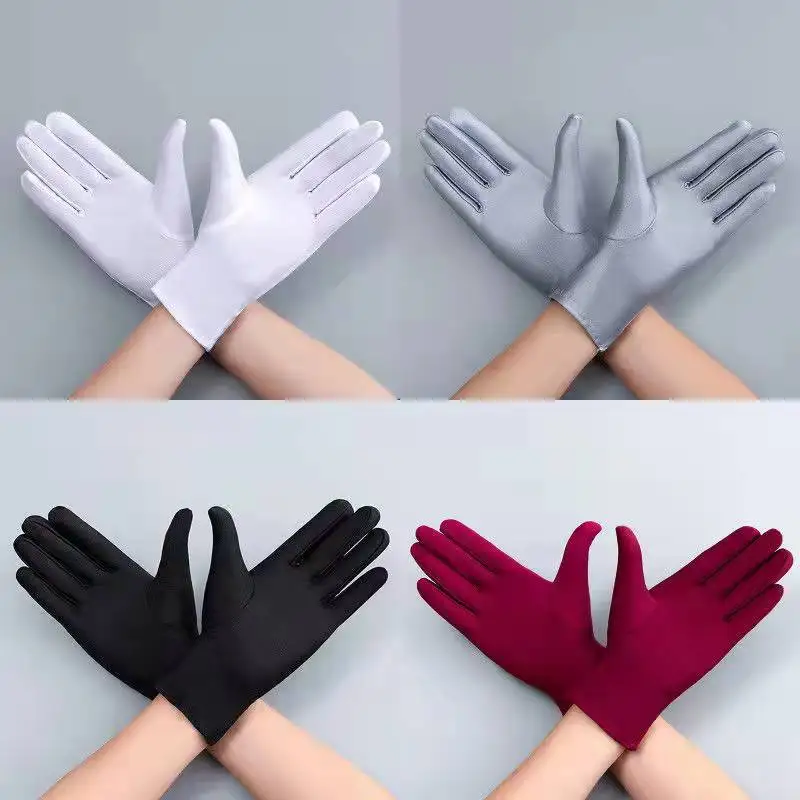 Woman Gloves for Summer Satin Sunscreen Female Thin Solid Color Ceremonial Performance Dance Breathable Driving Gloves