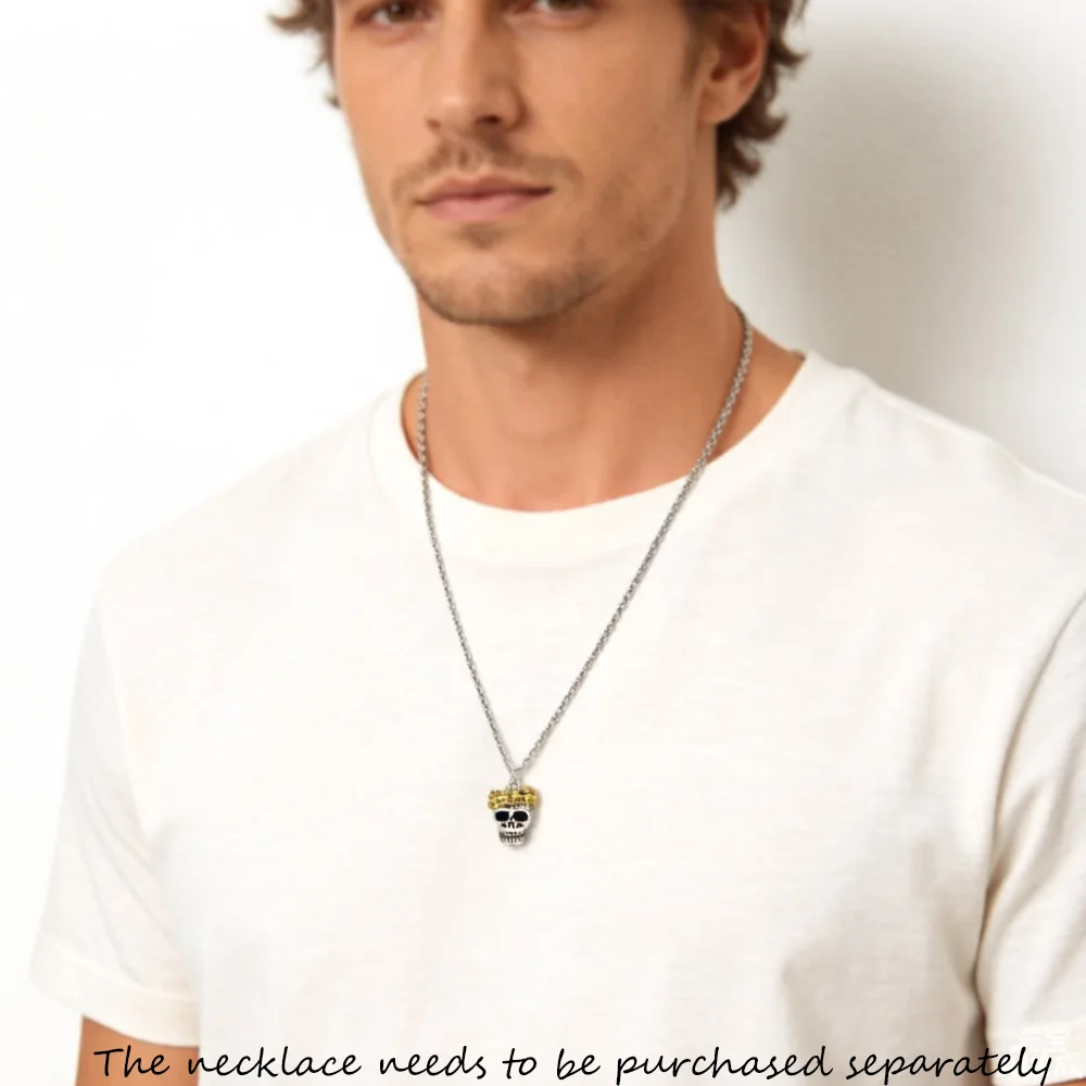 Pendant Skull Crown,Fine Jewelry Europe Vintage Accessorie 925 Sterling Silver Rebel Gift For Woman Men