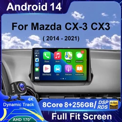 Android 14 Auto Radio For Mazda CX-3 CX3 Mazda 2 DK 2014 - 2021 Carplay Stereo Car Multimedia Player GPS Navigation 2din WIFI+4G