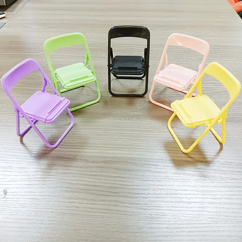 2pcs/set Mini Chair Cellphone Holder Candy Color Chair Mobile Phone Stand Support Holder Cellphone Display Desktop Holder