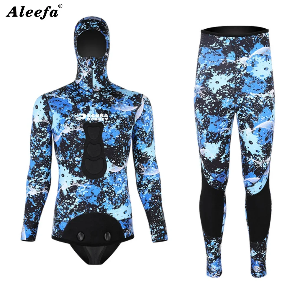 Men Spearfishing Wetsuit 3mm Neoprene Camouflage Scuba Diving Suit for Kitesurf free