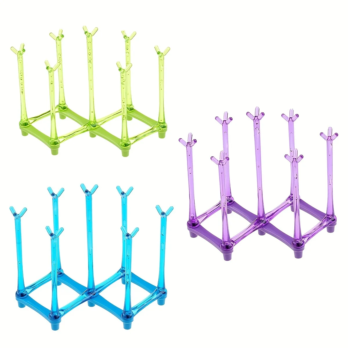 حامل أكواب بالتنقيط تلسكوبي بسبعة أعمدة مناسب لرف تصريف الأكواب الزجاجية ودعامة قابلة للطي
