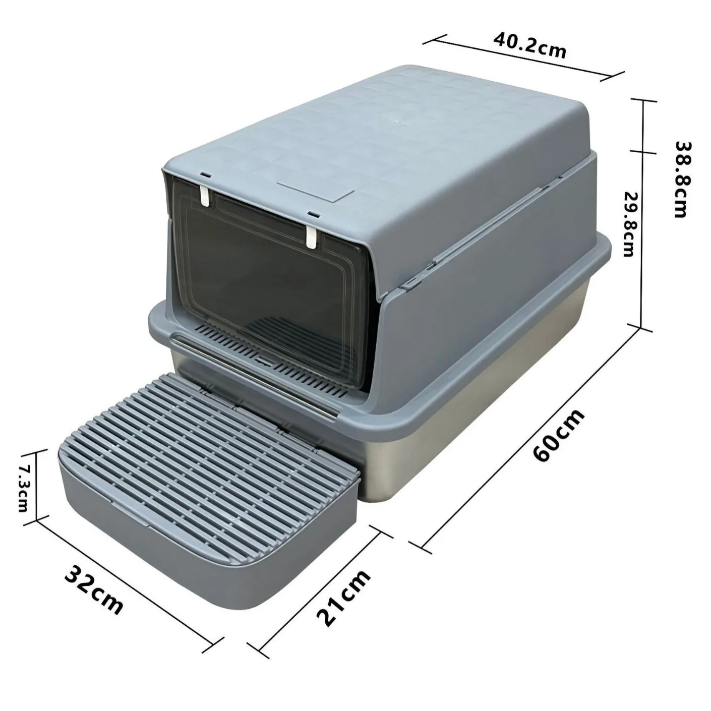 

Полностью закрытый ящик для кошачьего судна из нержавеющей стали, брызгозащищенный, устойчивый к запахам верхний ящик, крытый приподнятый кошачий туалет