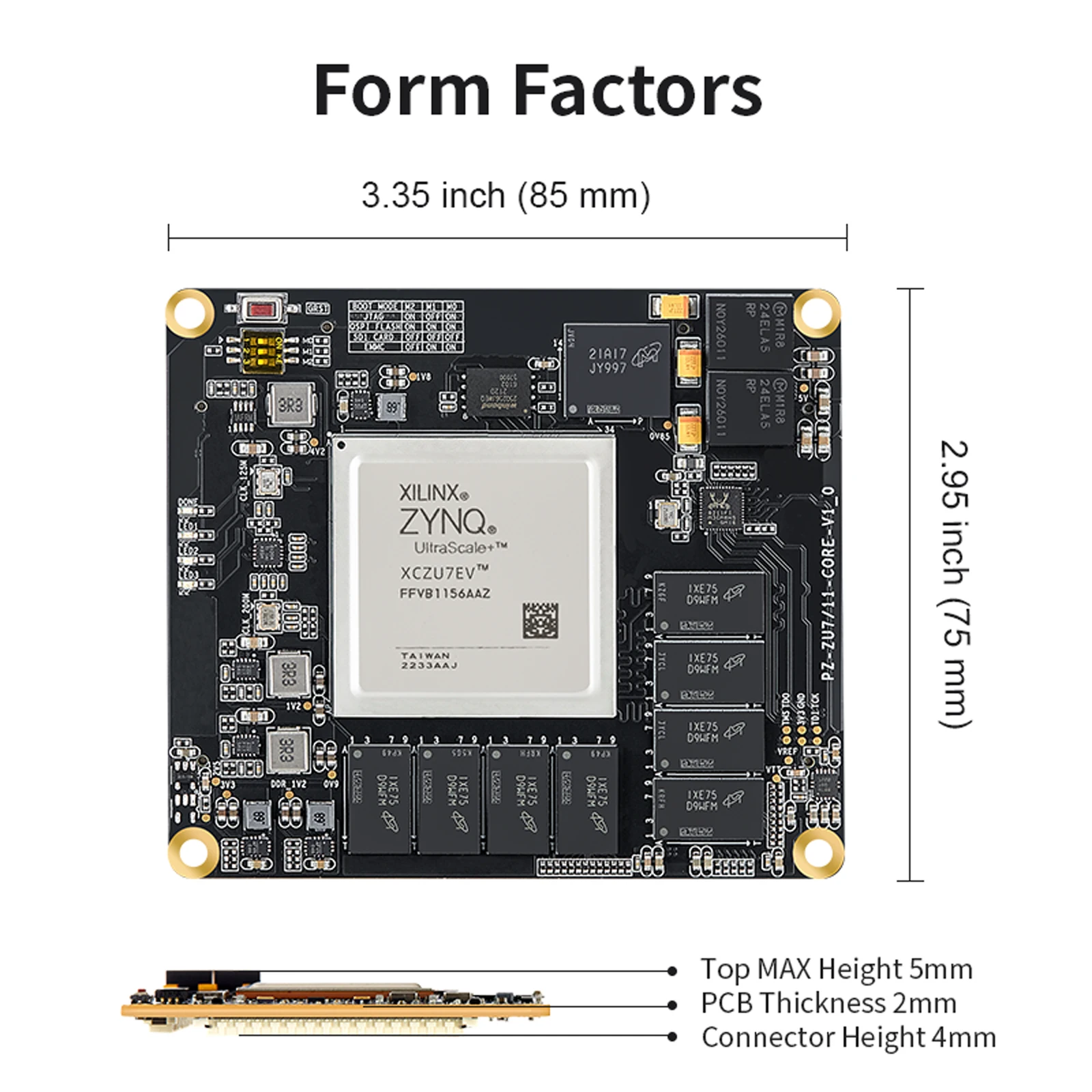 Puzhi ZU7EV-SOM FPGA 코어 보드, 자일링스 ZYNQ 울트라스케일 + MPSOC XCZU7EV FPGA 개발 보드, 산업용 등급