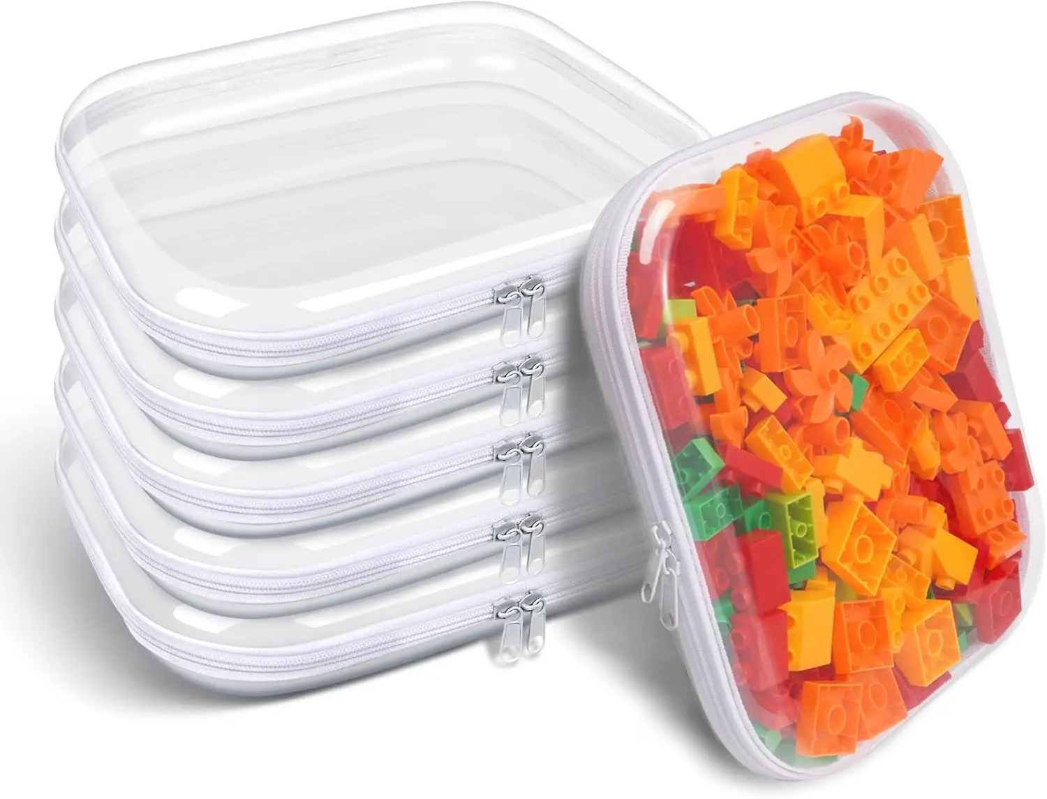 

Прозрачный жесткий пластиковый футляр для хранения с двойной молнией из 6 предметов, портативный органайзер для путешествий для игрушек и предметов