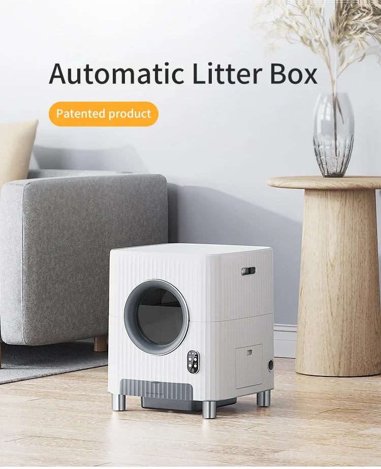 Cat Box Automatic Cat  Box No Scooping White Smart With APP Control  Cat  Box