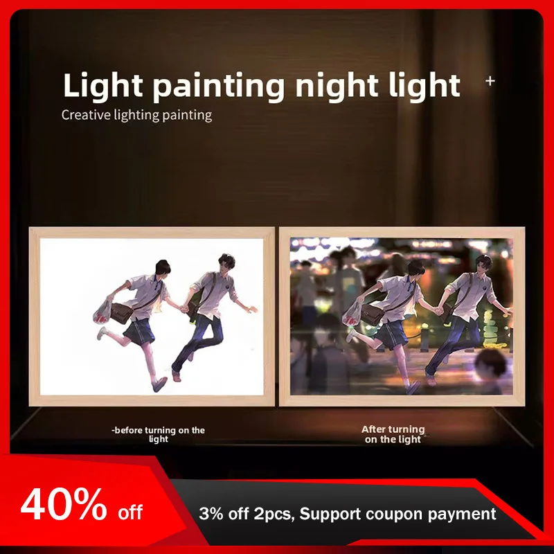 

23cm/9.06in 3D Anime Light Painting Night Novel Peripherals Mirror Led Lamp Collectible Bedroom Table Top Ornaments Display Toys