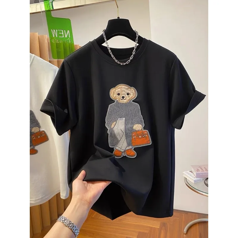 

Enjoy Fashion The New Red Cartoon Bear T-shirt Women's Short Sleeve Loose Casual Simple Cotton Shirt with a Base Layer Top
