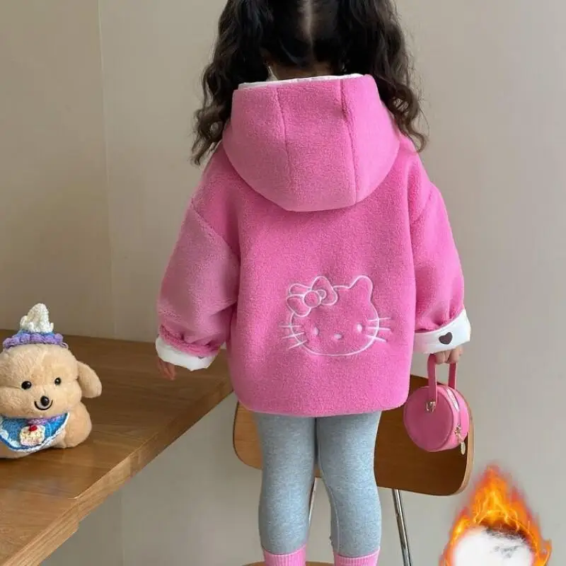 

Hello Kitty Sanrio Верхняя одежда Пальто Детская меховая куртка Зимняя одежда для девочек Детские пальто для девочек Мальчики и мальчиков