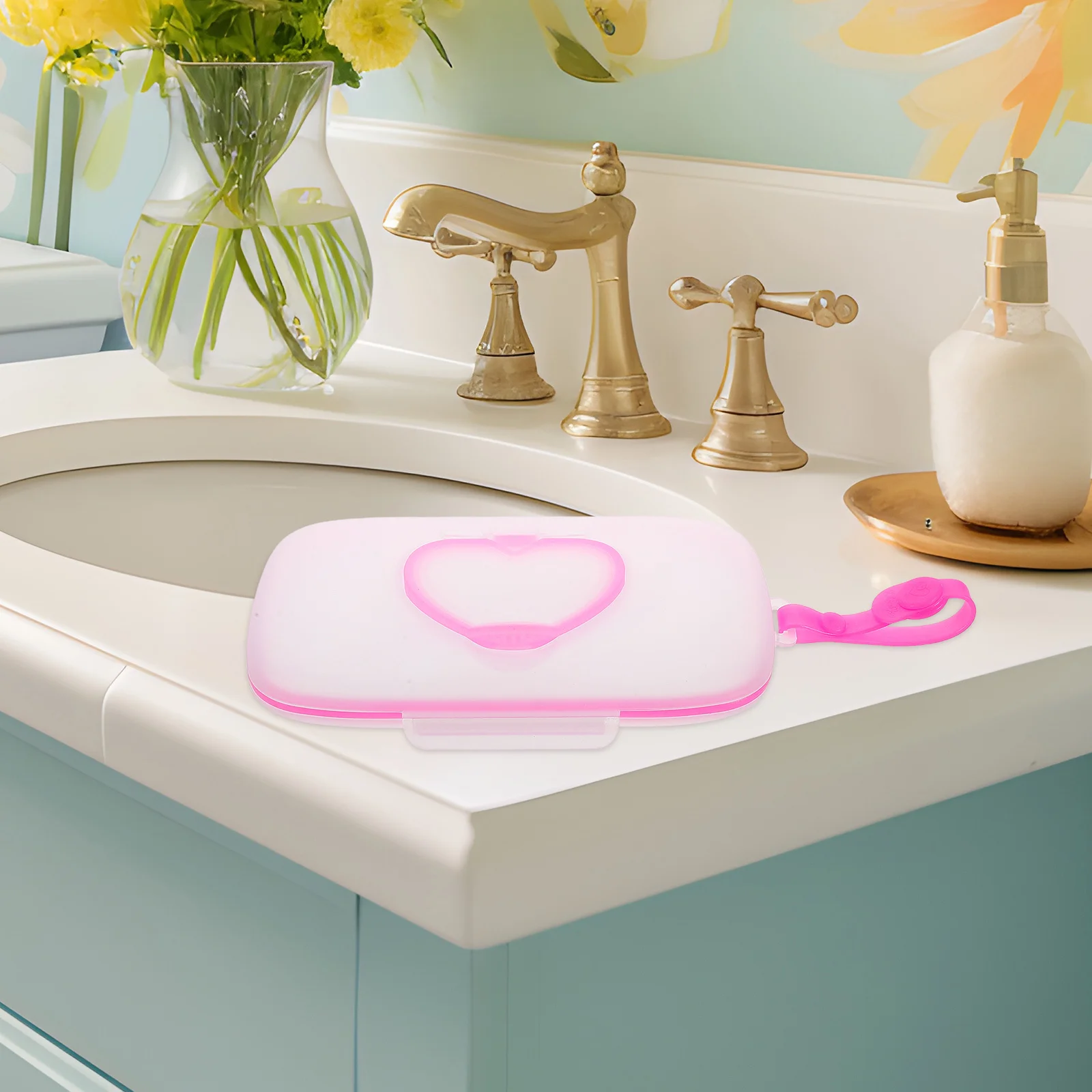 Heart Shaped Baby Wipes Container Portable Refillable Wipe Dispenser for on The Go Parents Compact Travel Essential Hand Mouth