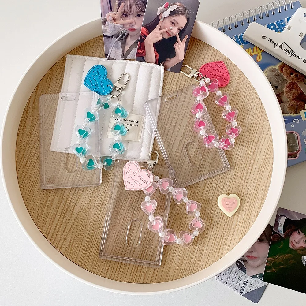 Acrylic PVC Card Cover Photocard Holder Love Heart Pendant Snowflake Photo Photocard Frame Korean Style Picture