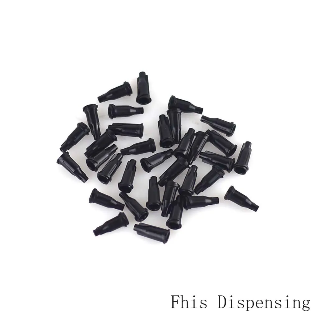 Glue Dispensing Syringe Tip Black Cap Hat Pack of 1000