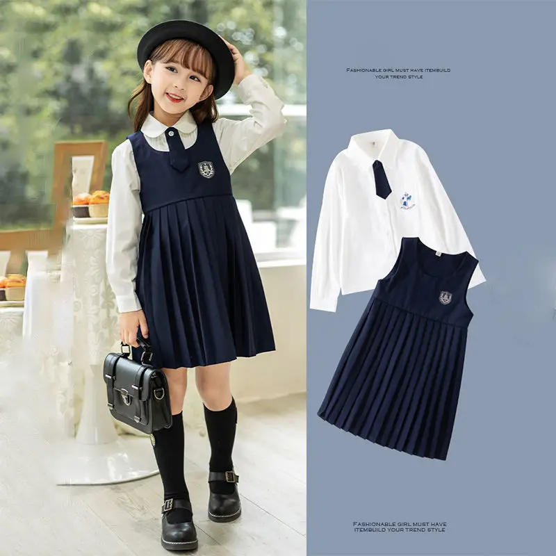 

Girls' Dress Spring 2022 New Children's Preppy Style Suit Spring and Autumn Vest Skirt Pleated Skirt JK Skirt