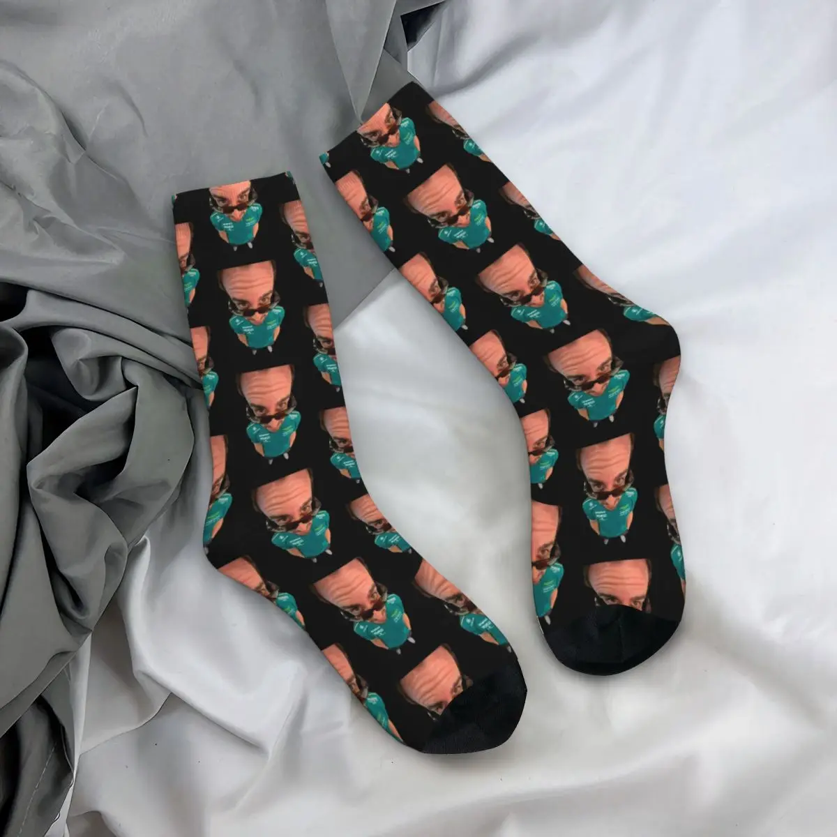 Harajuku Ferdinand Meme Alonso Basketball Socks Polyester Middle Tube Socks for Unisex Breathable