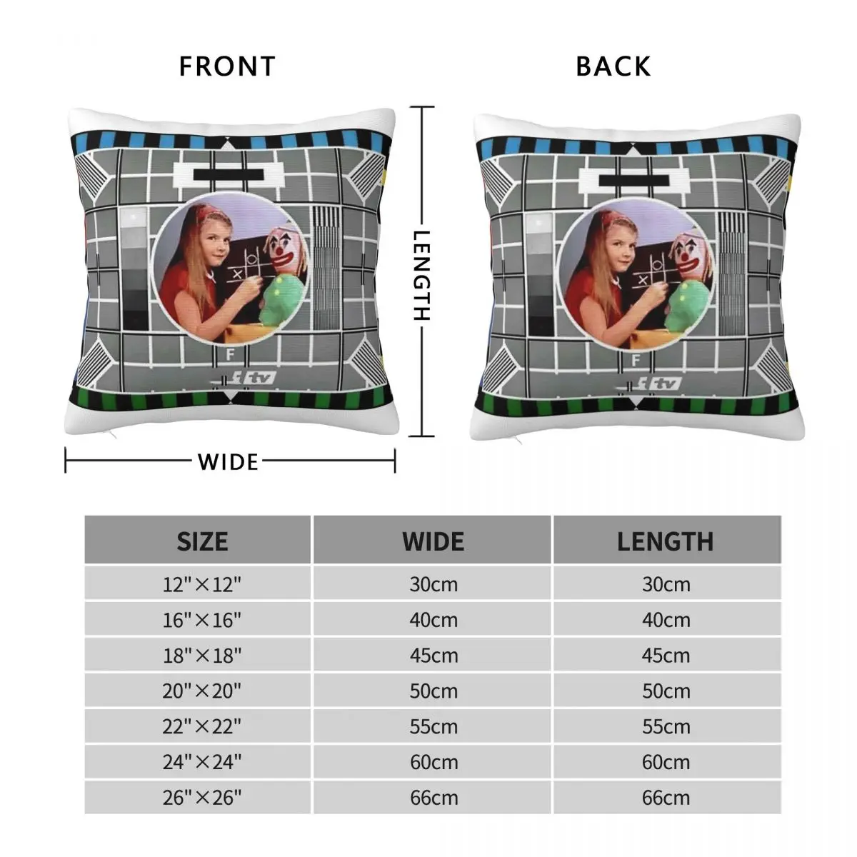 Classic TV Test Card Square Pillowcase Polyester Linen Velvet Printed Zip Decorative Throw Pillow Case Home Cushion Cover