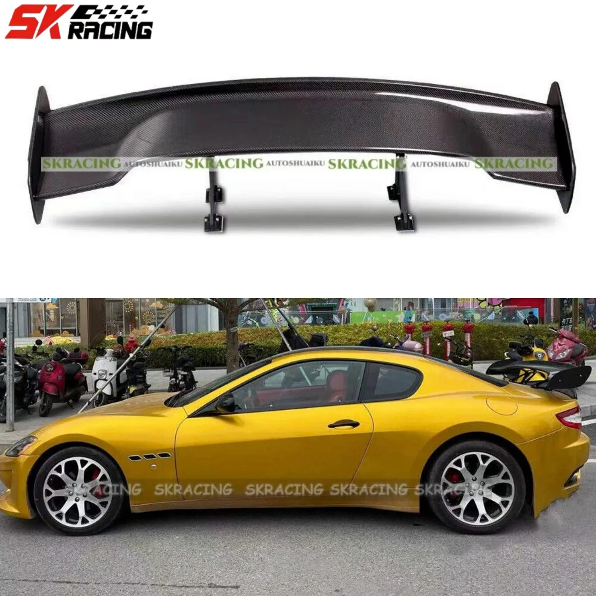 New Style ABS Carbon Fiber Look  GT Rear Spoiler Wing For Maserati GTS Gran Turismo Fit 4.2GT Automotive Modification Parts