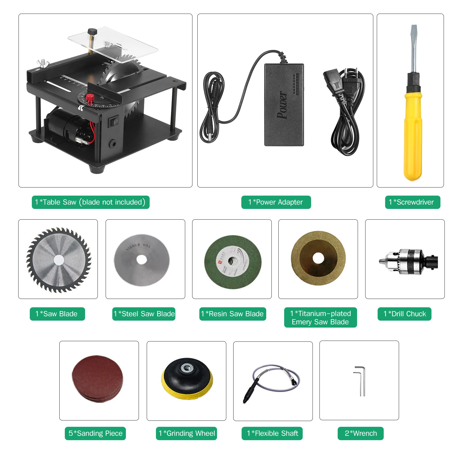 Table Saw Mini Desktop Saw Cutter Electric Cutting Machine with Saw Blade Grinding Wheel Adjustable-Speed Angle Adjustment