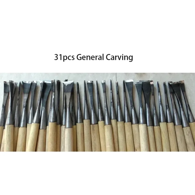 Hand Wood Carving Tools Chip 31pcs Detail Chisel + 31pcs General Chisel, Made And Ground  By Hand
