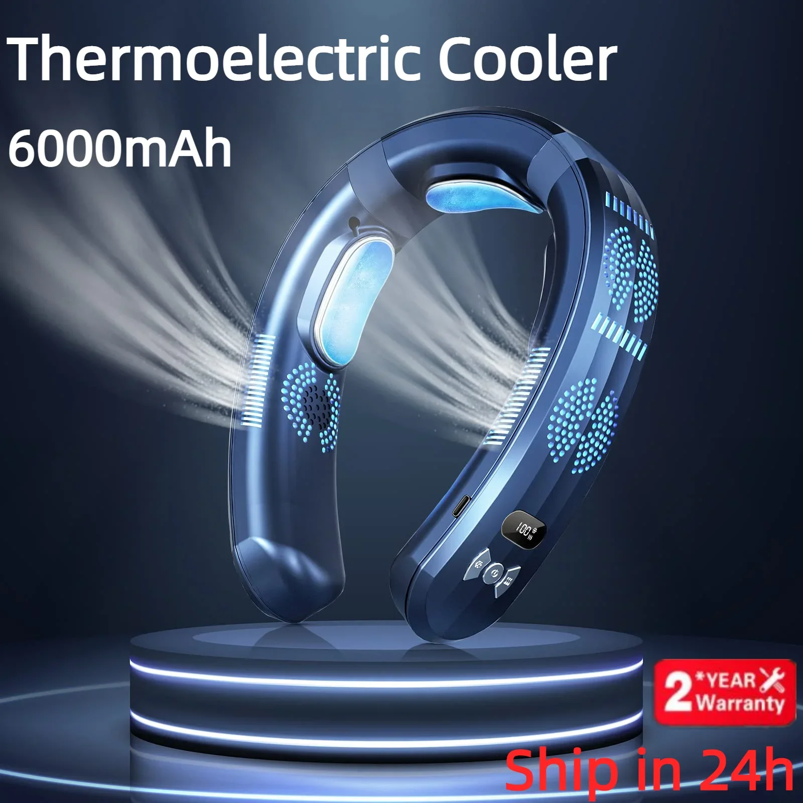 

2025 New Wearable Air Conditioner USB Rechargeable Portable 3 Refrigeration Hanging Neck Fan Mute 6000mAh Outdoor Summer Cooler