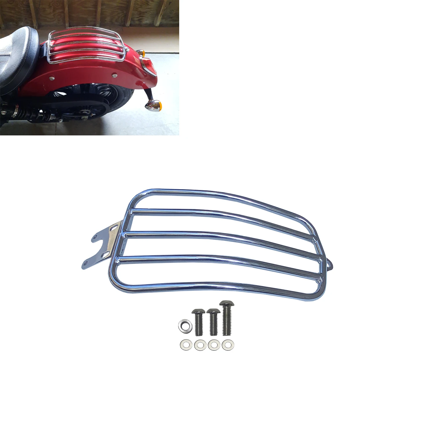 Chrome Rear Fender Solo Luggage Rack Mount For Indian Scout / Scout Sixty 2015-Later