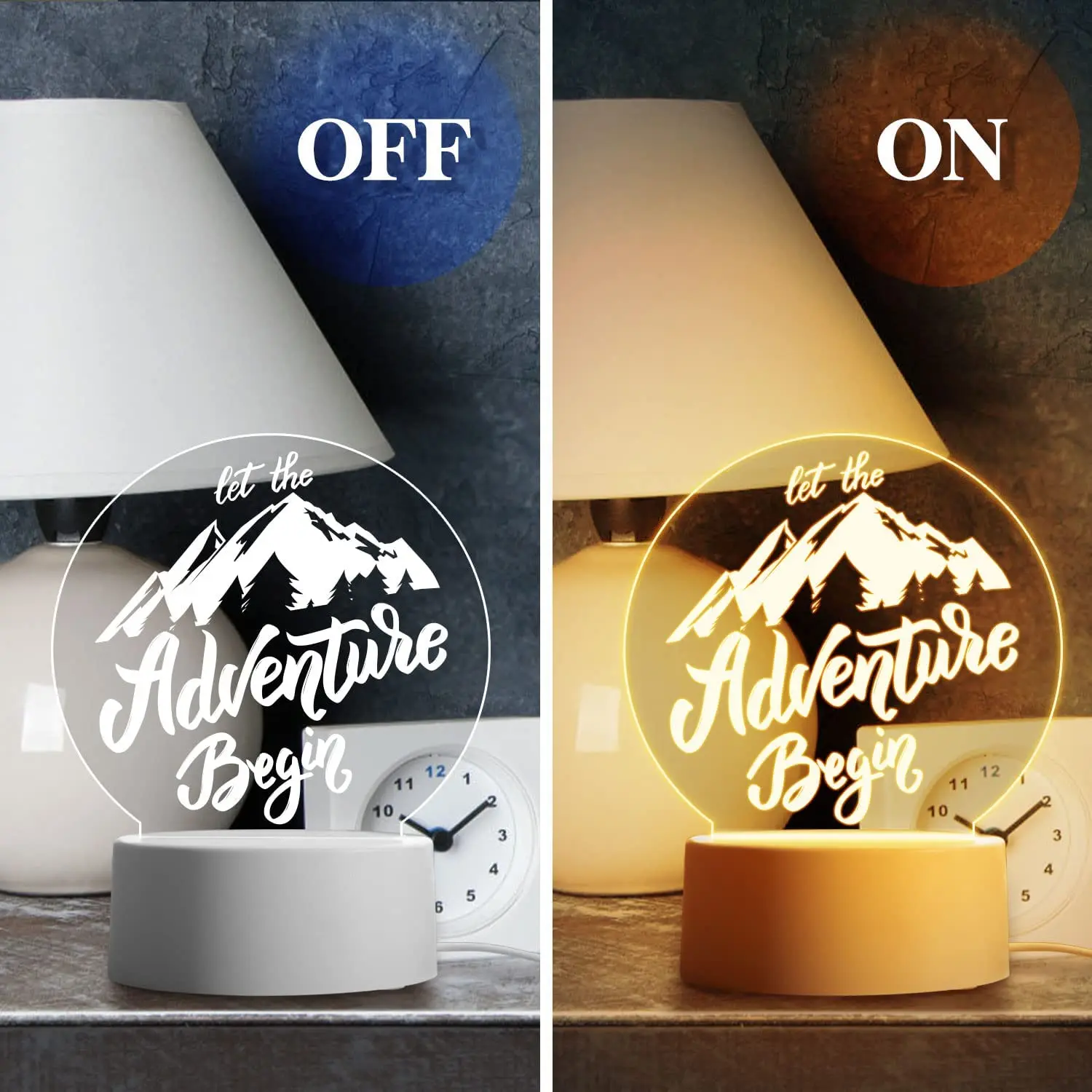 Engagement Gift for Couples – "Let The Adventure Begin" Engagement Gift Night Light, Engraved Night Light Present for Newlyweds