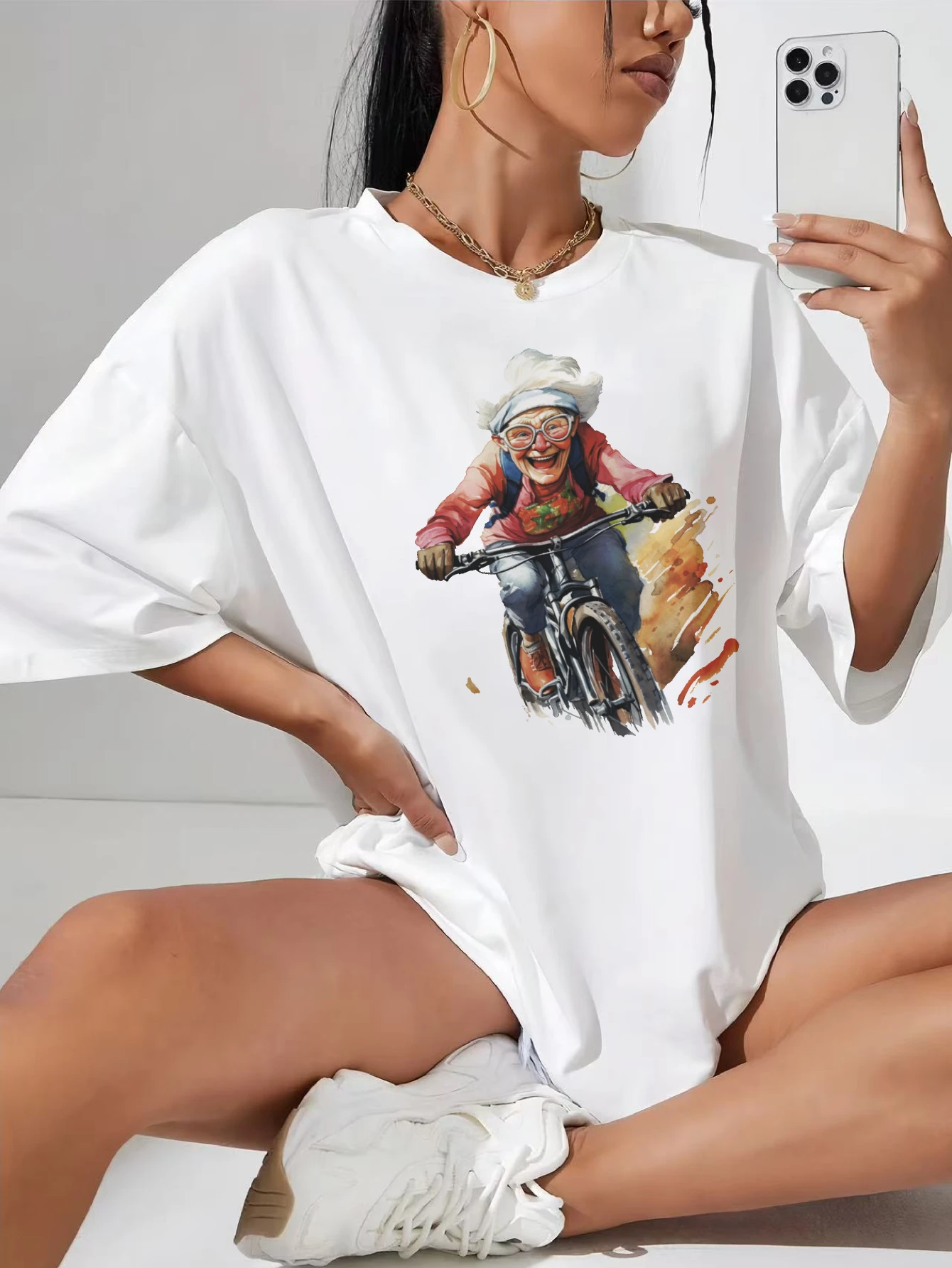 

Модная белая футболка Cycling Babny, удобный крой, идеально подходит для летнего беременного после беременности