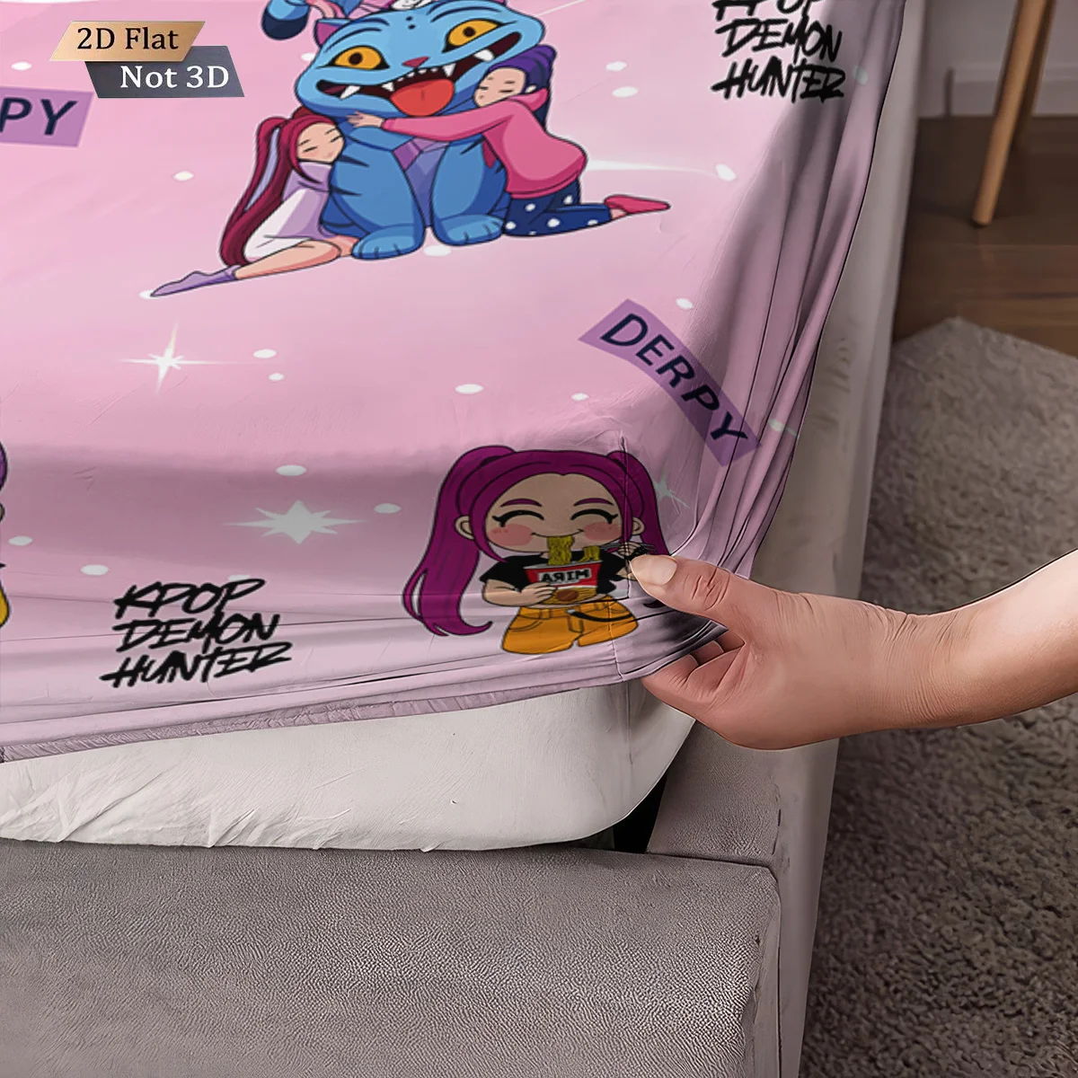 3 قطعة K-Pop شيطان الصيادين المطبوعة Chipless غطاء سرير مجموعة متعددة الحجم لينة غطاء السرير غرفة نوم الفراش الديكور آلة قابل للغسل