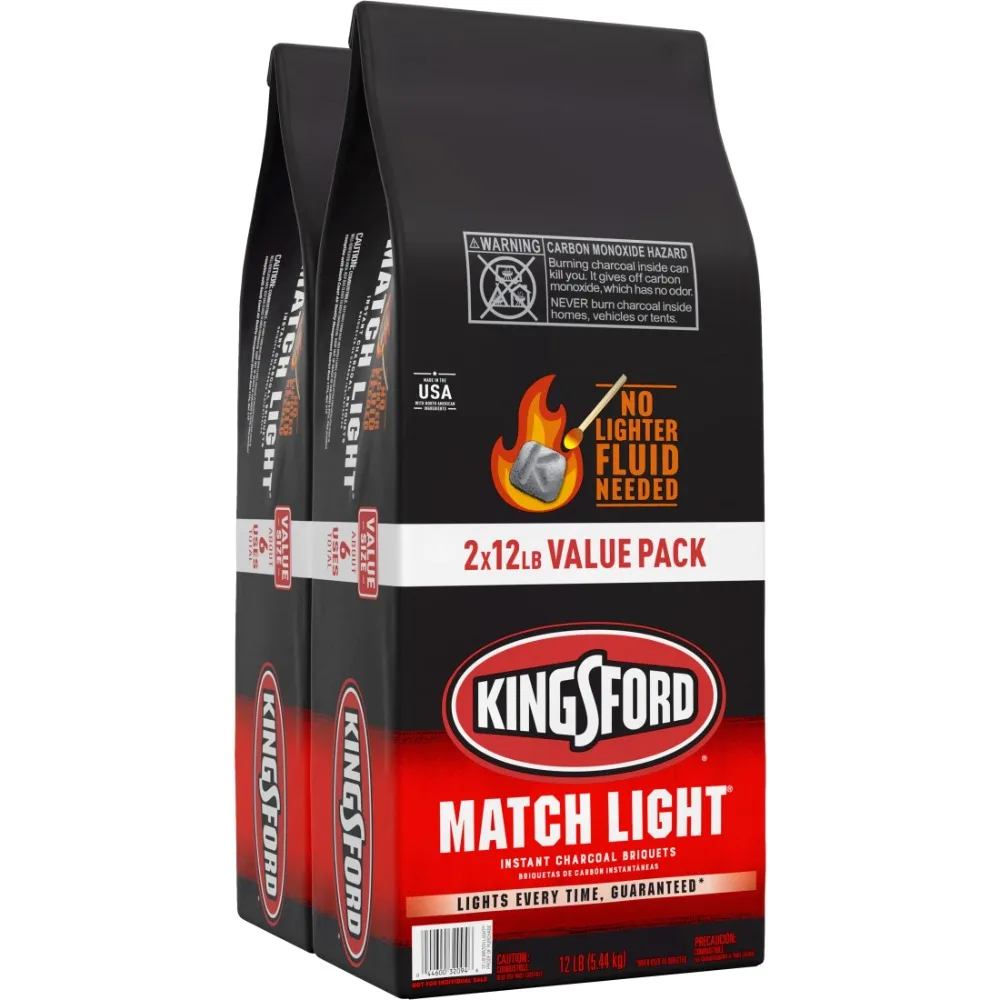 Match Light Instant Charcoal Briquettes, 12 lbs, 2 Pack This pack of 24 pounds equals about 6 uses.