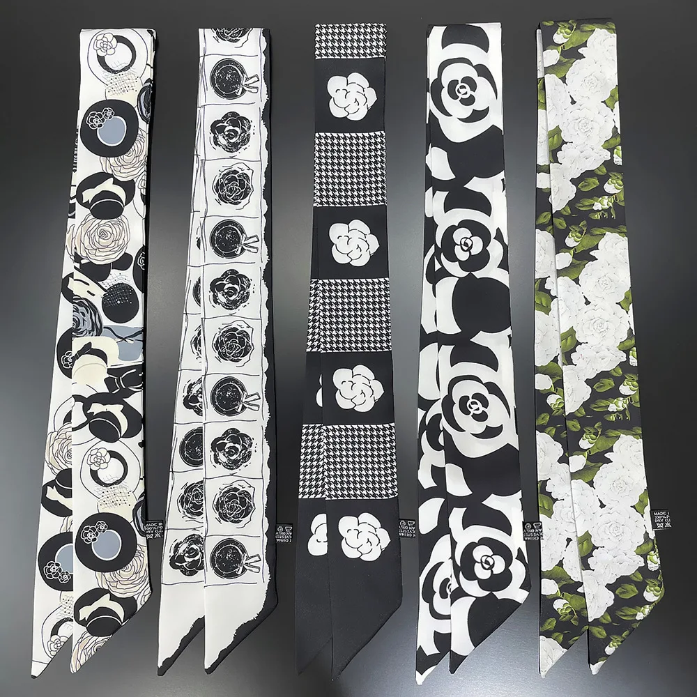 5 * 90 cm französisches, elegantes, einfaches neues Camellia-Serie-Hemd mit schlichtem Blumen-Twill-Band und vielseitigem Seidenschal im Großhandel