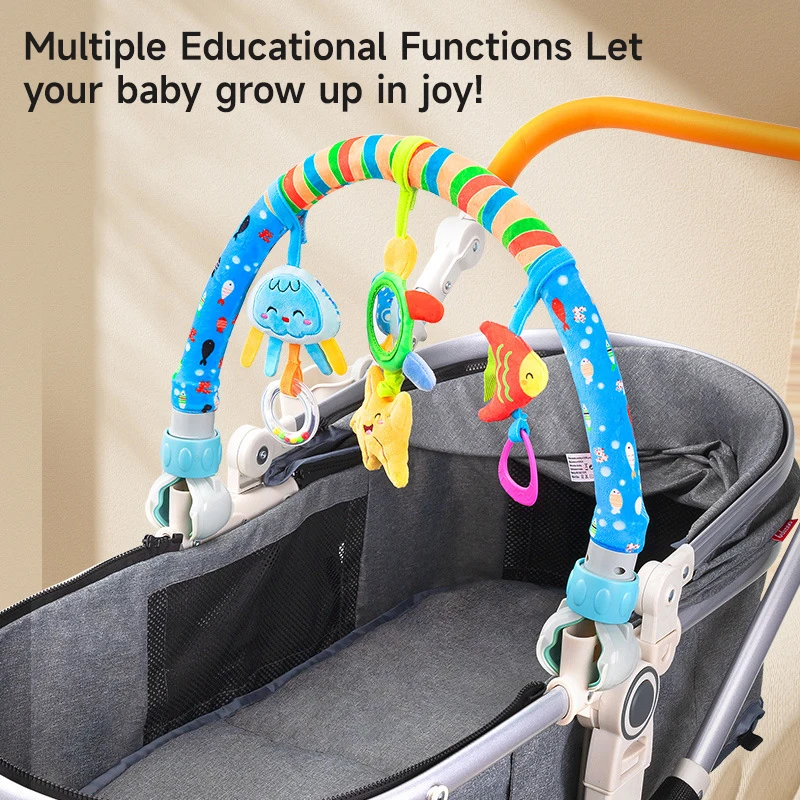 Stroller Arch Toy Musical Rattle Adjustable Clip Crib Toys Baby Crib Hanging Rattles Toy 0 12 Months Newborn Travel Toys Gifts