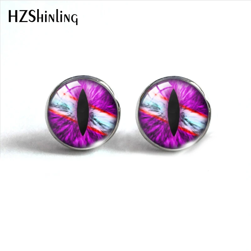 New Arrival Cat Eye Dragon Eyes Colorful Handmade Stainless Steel Earrings Vintage Dragon Eyes Stud Earrings