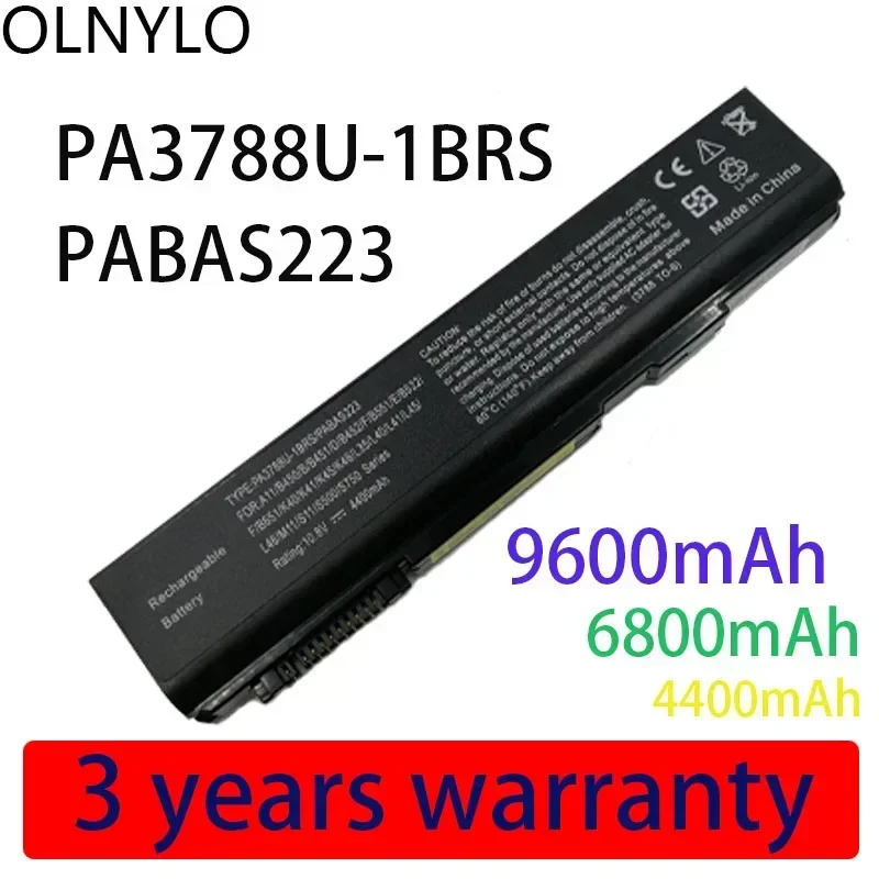 

laptop battery For Toshiba PA3788U-1BRS/1BRS PA3786U PA3787U Satellite Pro S500 S750 Tecra A11 M11 S11 K46 K45 K40 K41 L46 L40