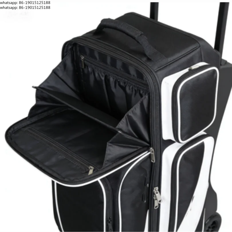 2026   NEW  3-Ball Black-Red Rolling Bowling Bag Roller With Large Pockets/