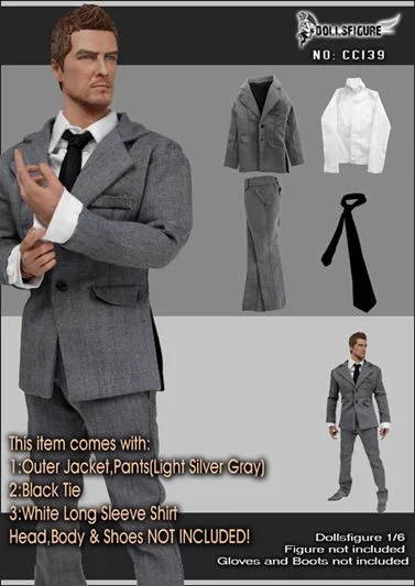 

1/6 Male Soldier Grey suit CC139 Clothing Accesories Model for 12" Body in Stock