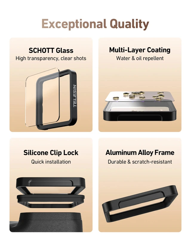 TELESIN CPL ND8 ND16 ND32 مجموعة مرشحات العدسة إطار من سبائك الألومنيوم لـ Insta 360 Ace pro 2 ND CPL مرشح العدسة لـ Insta 360 Ace pro #6