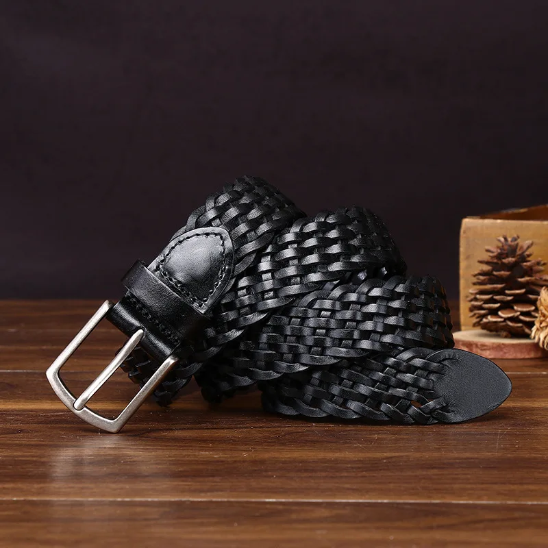 

Мужской ремень из натуральной кожи ручной работы, шириной 3,2 см, из воловьей кожи растительного дубления, плетеный, из чистой воловьей кожи.