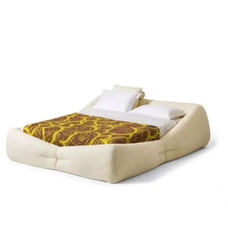 Designer cream wind floor bedroom 1.8 meters large master bedroom marriage puff
