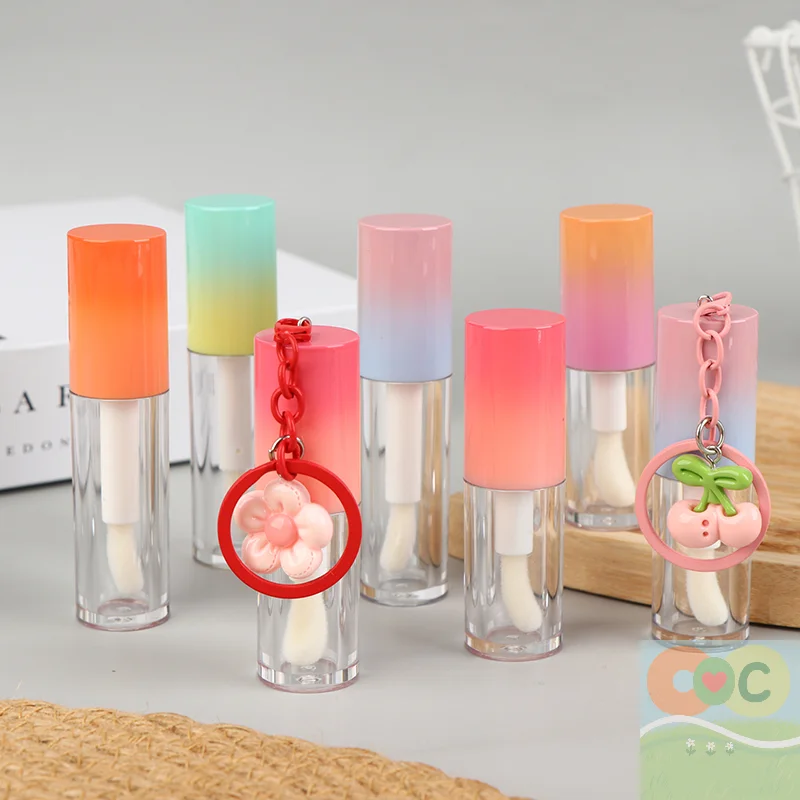 HUA Lip Glaze Fles Met Sleutelhanger Gradiënt Lege Lippenstift Glans Buis Hervulbare Vloeistofcontainer Fles Lipgloss Monsterfles