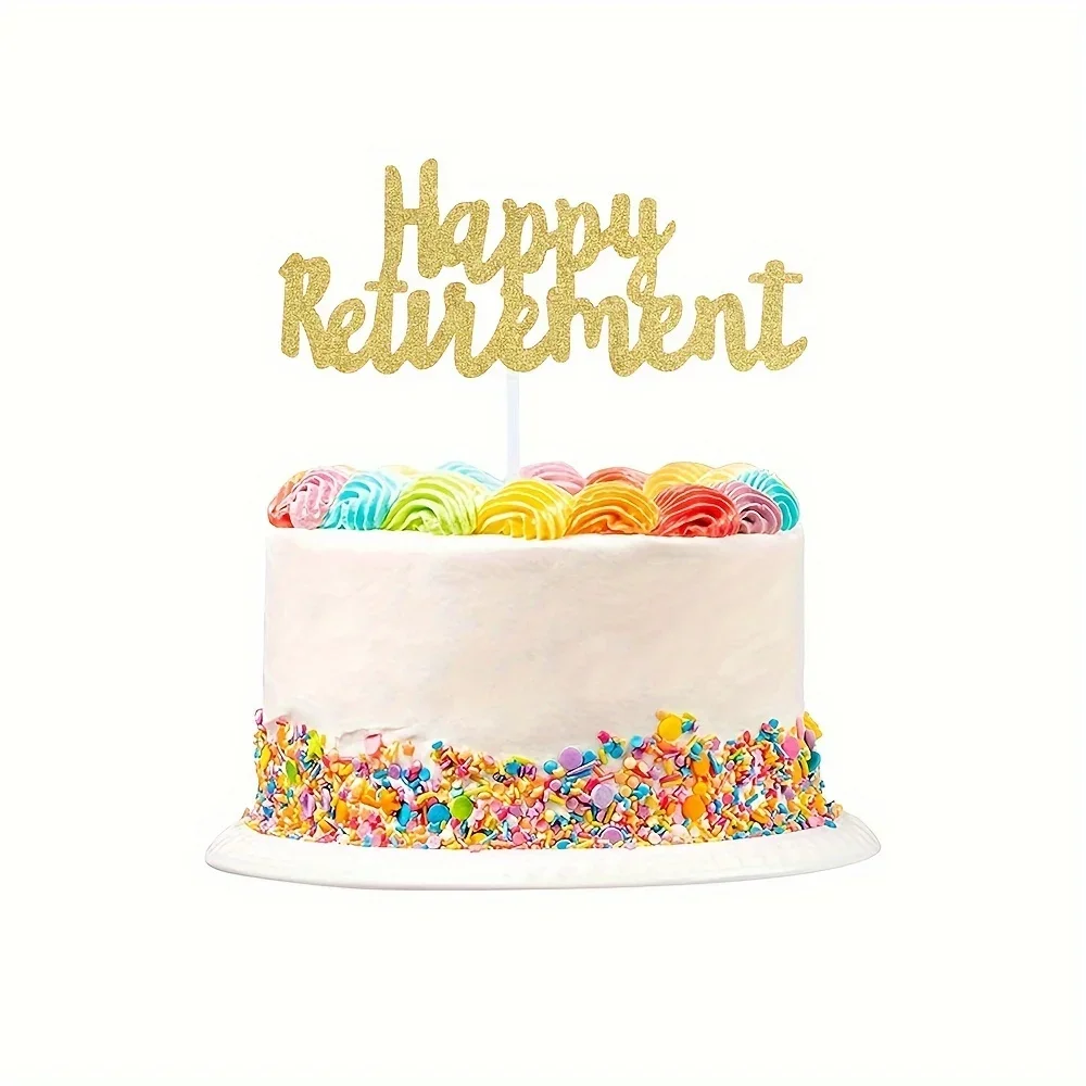 1 Stück Happy Retirement Papier-Kuchenaufsatz - Einzigartige Dekoration für Rente-Feierlichkeiten