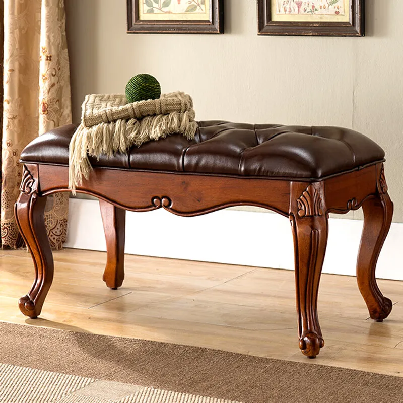 

Shoe change stool American shoe change stool solid wood bench foot pedal sofa European style door bedroom bedside