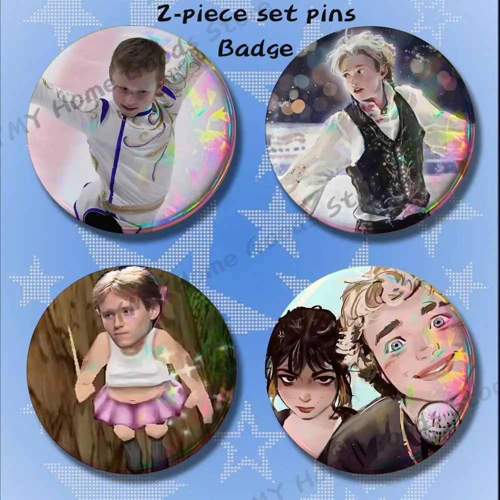 Trailblazer on Ice I-Ilia Malinin Brooches for Backpack Accessories 25 32 44 58 75mm Round 2-piece set Free Mix
