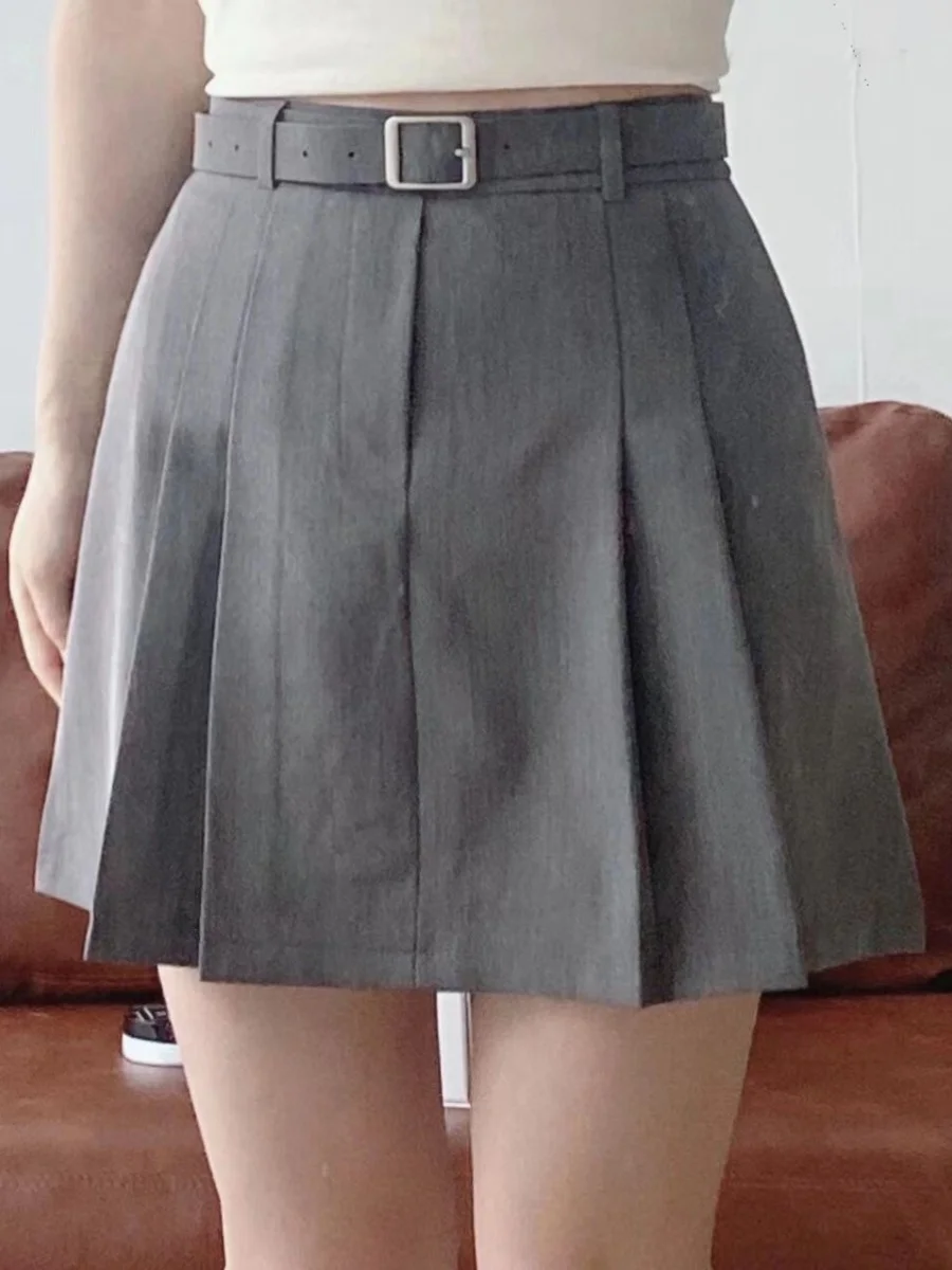 

ay Suit f Skirt Women's plus Size Summer High Waist Slimming Hip Covering Pleated Skirt Korean Sle Commute Pure Color