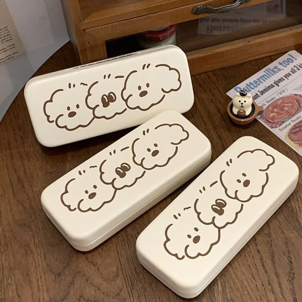 Puppy Print Glasses Case Lovely Cream Color Anti Pressure Eyewear Case Sunglasses Box Unisex