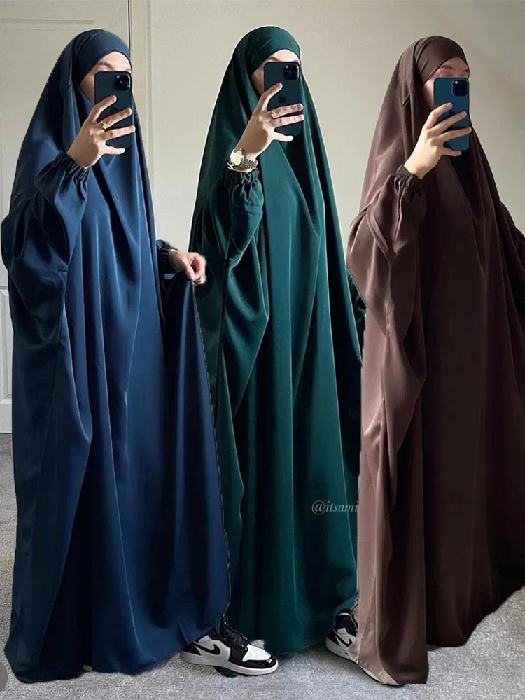 

Eid Hooded Muslim Women One Piece Long Khimar Hijab Dress Prayer Garment Abaya Ramadan Gown Abayas Islamic Clothes Niqab Jilbab