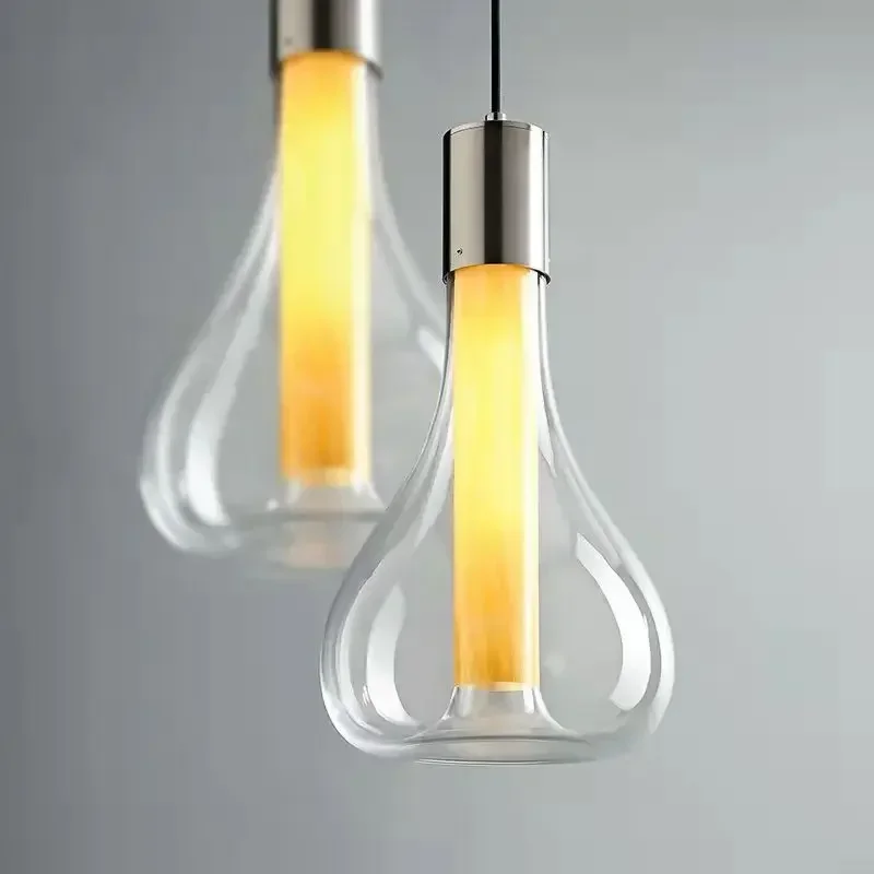 SANDYHA Modern Glass Pendant Lights Kitchen Island Chandelier for Living Room Bedroom Bedside Lamp Dining Table Lighting Fixture