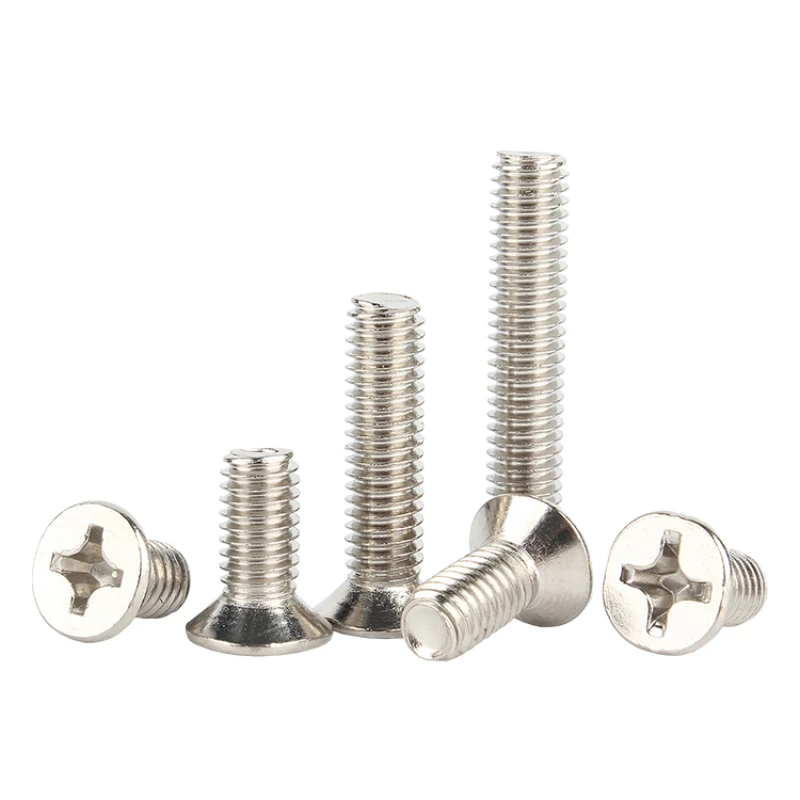 Flat Head Screws Carbon Steel Phillips Machine Screws Precision M1.4 M2 M3 M4 Nickel Plated KM Countersunk Electronic Computer