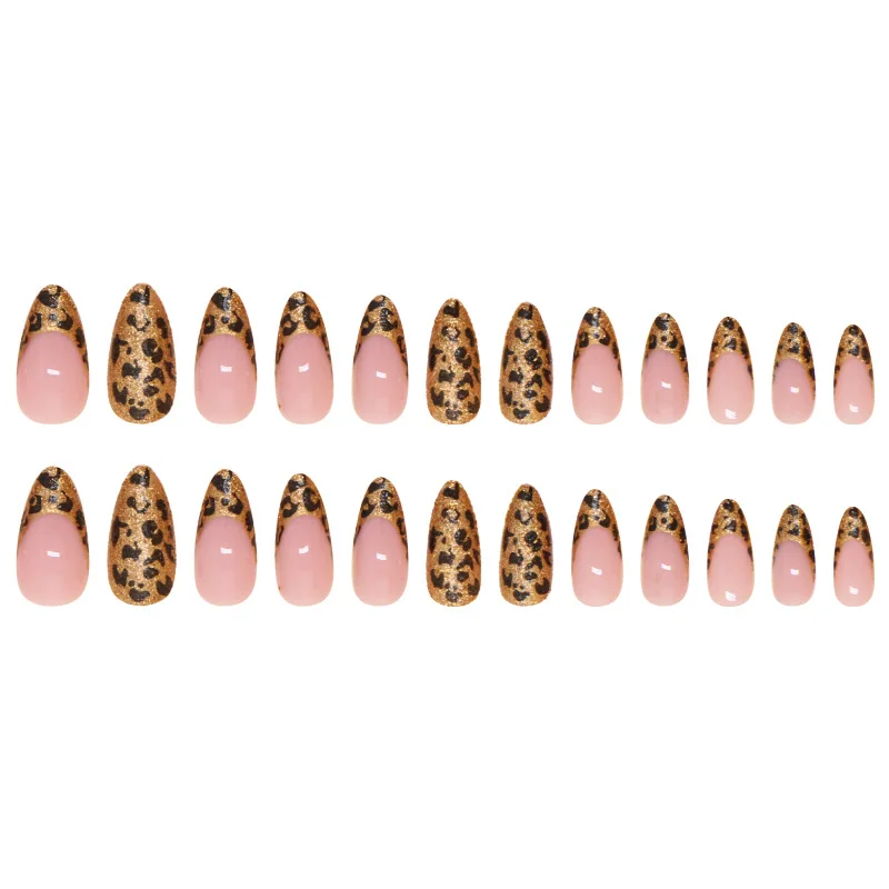 

Wear nail gold leopard print detachable nail art piece simple nail patch European and American style